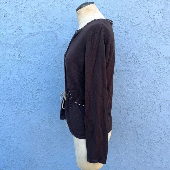 90s Brown Cardigan in Large Liz Claiborne preppy minimalist goblincore - Picture 13 of 13